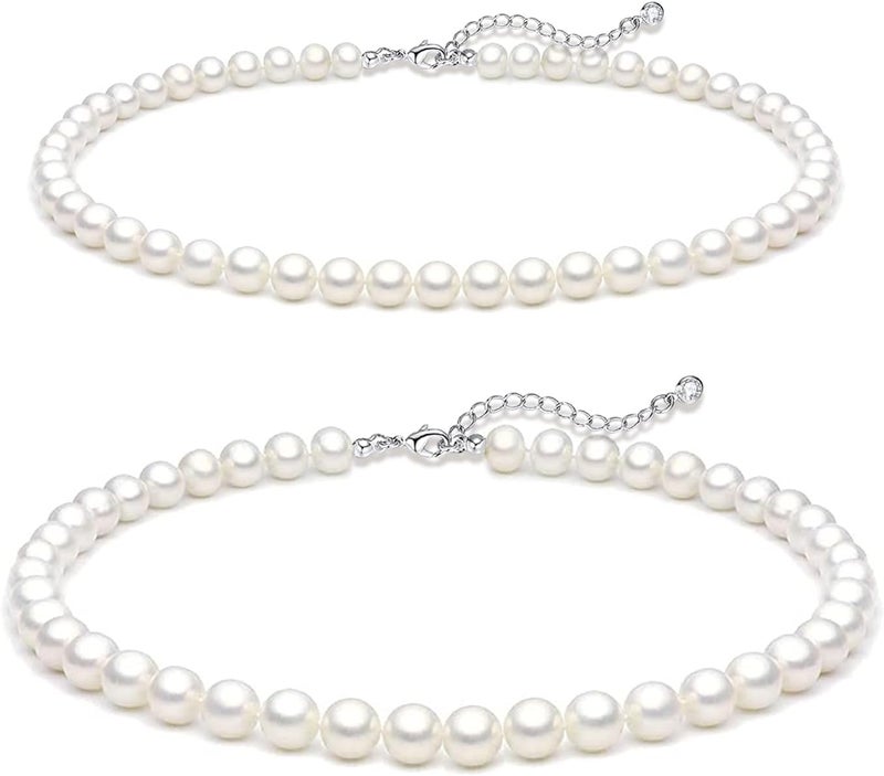 Zeffy Pearl Necklace 4MM/6MM/8MM Dainty Round Imitation Pearl Choker Necklace Wedding Pearl Necklace Delicate Jewelry for Women Simple Bridesmaid Jewelry Gifts - Image 1